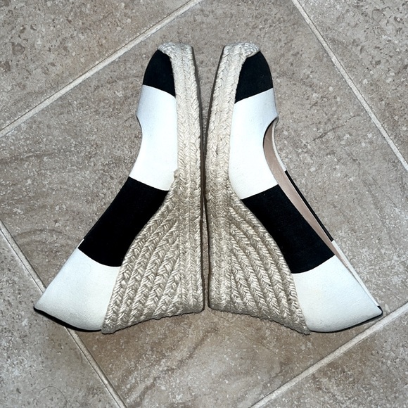 J. CREW Seville Stripe Espadrilles Black and White Perfect Wedge - Picture 5 of 11